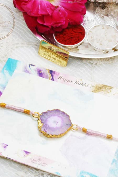 Puneet Gupta Gold Gemstones Agate Rakhi 