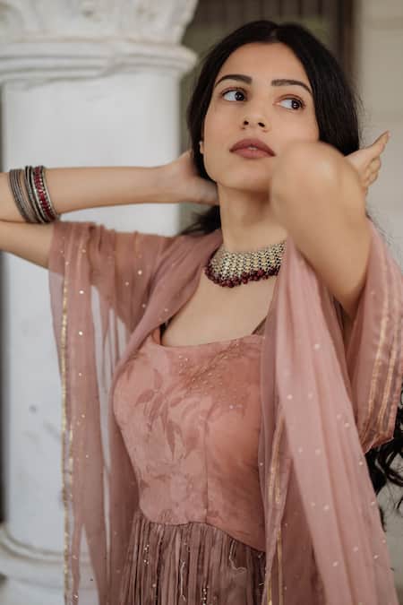 Paulmi And Harsh Pink Printed Anarkali With Dupatta Online at Aza Fashions Paulmi And Harsh_Pink Printed Anarkali With Dupatta_Online_at_Aza_Fashions