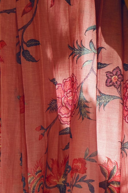 Shop_Paulmi And Harsh_Pink Anarkali Malai Chanderi Scarf Georgette Round Printed With _Online_at_Aza_Fashions