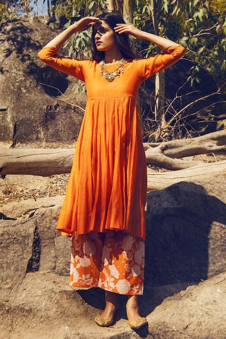 Buy Paulmi And Harsh Orange Anarkali And Pant Mul Cotton Dupatta Chanderi Round Set Online at Aza Fashions Buy_Paulmi And Harsh_Orange Anarkali And Pant Mul Cotton Dupatta Chanderi Round Set _Online_at_Aza_Fashions