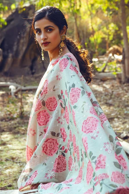 Shop_Paulmi And Harsh_Pink Round Cotton Anarkali Set _Online_at_Aza_Fashions