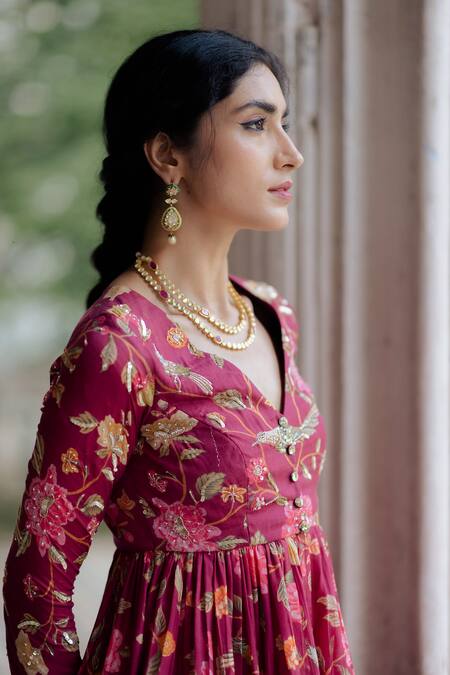 Paulmi And Harsh Purple Pant Georgette Peplum Cotton Silk V Neck Top And Set at Aza Fashions Paulmi And Harsh_Purple Pant Georgette Peplum Cotton Silk V Neck Top And Set_at_Aza_Fashions