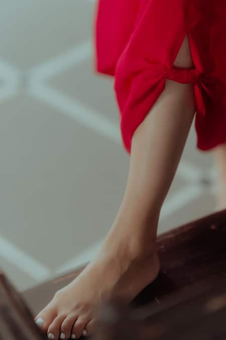 Paulmi And Harsh_Pink Pure Crepe Na One Shoulder Tunic And Skirt Set _at_Aza_Fashions