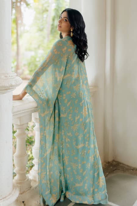Paulmi And Harsh Bagh Print Jacket & Palazzo Set 