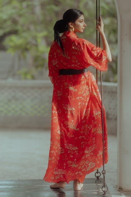 Paulmi And Harsh Rose Print Shirt Dress With Belt 