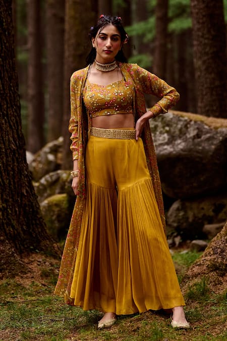 Citron Raw Silk Jacket & Palazzo Pants - WaliaJones | Fashion attire,  Designer dresses indian, Fashion