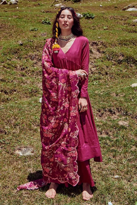 Buy Paulmi And Harsh Purple Cotton Mul And Malai Chanderi Floral Print, Anarkali Set With Dupatta Online at Aza Fashions Buy_Paulmi And Harsh_Purple Cotton Mul And Malai Chanderi Floral Print, Anarkali Set With Dupatta _Online_at_Aza_Fashions