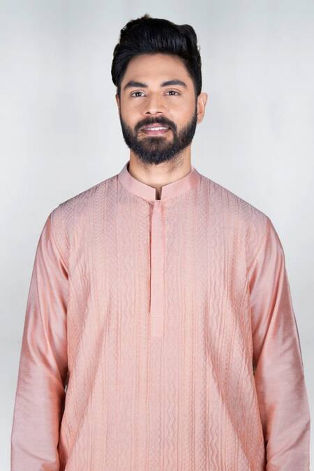 Buy Priyanka Haralalka Pink Banaras Cotton Silk Blend Panel Shadow Embroidered Kurta Set Online at Aza Fashions Buy_Priyanka Haralalka_Pink Banaras Cotton Silk Blend Panel Shadow Embroidered Kurta Set _Online_at_Aza_Fashions