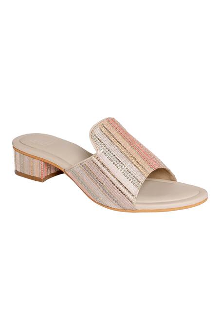 Veruschka By Payal Kothari Pink Phirni Mule Block Heels Online at Aza Fashions Veruschka By Payal Kothari_Pink Phirni Mule Block Heels _Online_at_Aza_Fashions