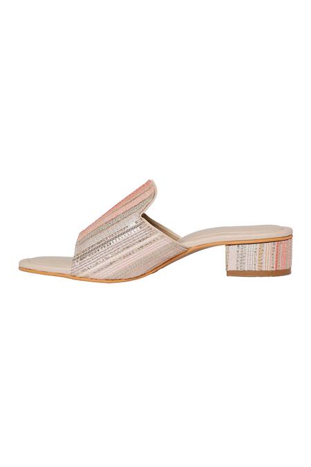 Shop Veruschka By Payal Kothari Pink Phirni Mule Block Heels Online at Aza Fashions Shop_Veruschka By Payal Kothari_Pink Phirni Mule Block Heels _Online_at_Aza_Fashions