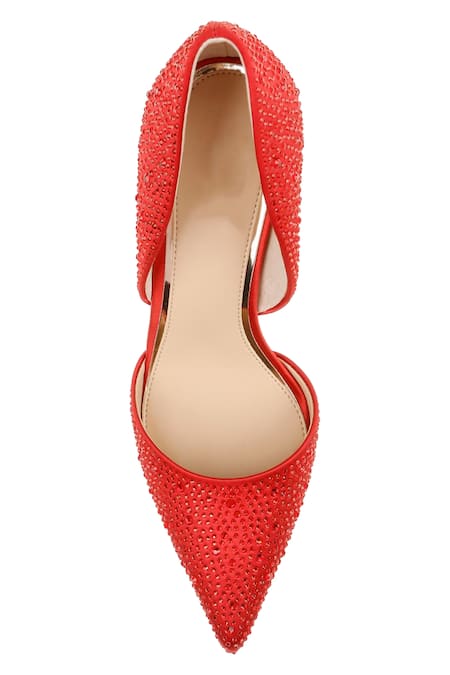 Buy_Sephyr_Red Crystals Embellished Genuine Leather Pumps _Online_at_Aza_Fashions