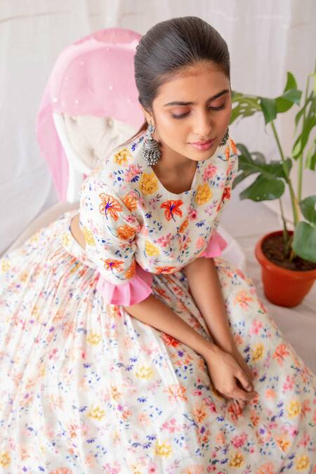 Buy Shachi Sood Grey Dupion Silk, Silk, Butter Floral Lapel Collar Printed Pant Set Online at Aza Fashions Buy_Shachi Sood_Grey Dupion Silk, Silk, Butter Floral Lapel Collar Printed Pant Set _Online_at_Aza_Fashions