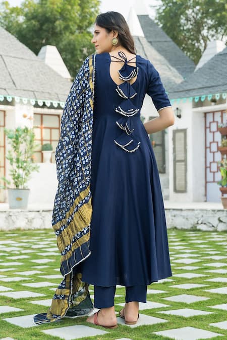 Pheeta Anarkali Set With Bandhej Dupatta 