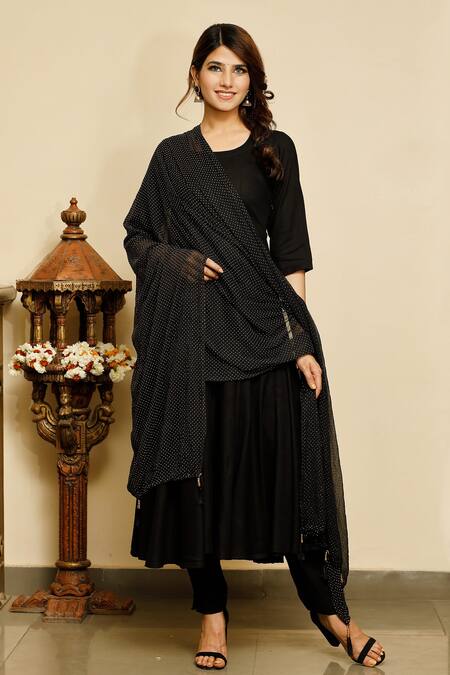 Buy Pheeta Black Rayon Plain U Neck Anarkali Pant Set Online at Aza Fashions Buy_Pheeta_Black Rayon Plain U Neck Anarkali Pant Set_Online_at_Aza_Fashions