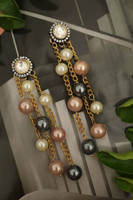 Do Taara Stone Tassel Dangler Earrings 