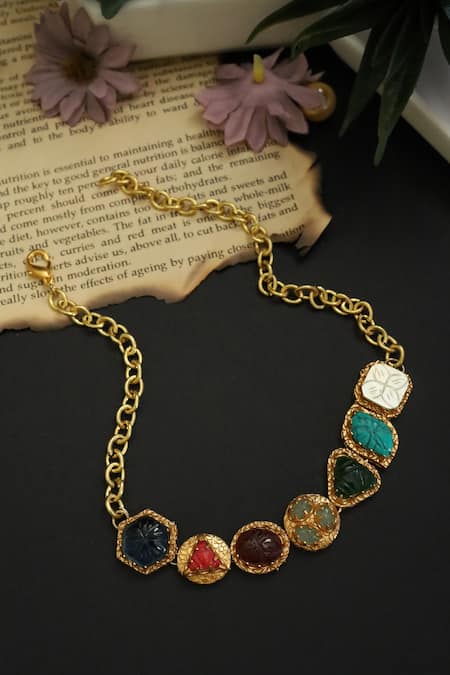Buy Vintage Natural Stone Necklace Three Strands Multi Colored Semi Precious  Sterling Silver 925 Polished Turquoise Amber FREE SHIPPING Online in India  - Etsy