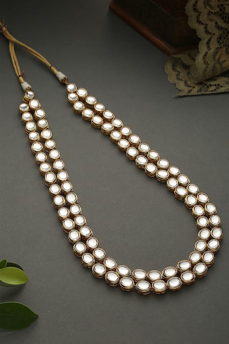 Shop Paisley Pop Gold Plated Layered Jadau Necklace at Aza Fashions Shop_Paisley Pop_Gold Plated Layered Jadau Necklace _at_Aza_Fashions