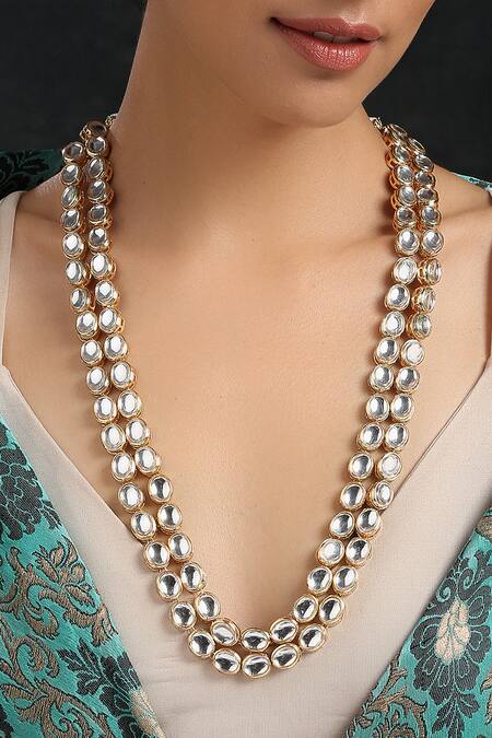 Paisley Pop Gold Plated Layered Jadau Necklace Online at Aza Fashions Paisley Pop_Gold Plated Layered Jadau Necklace _Online_at_Aza_Fashions