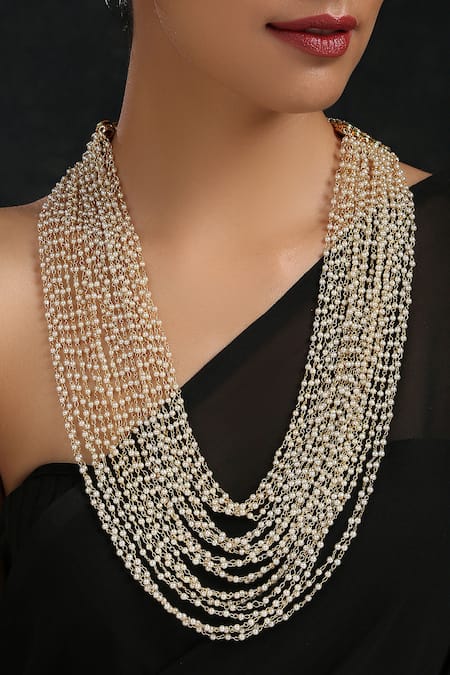 Paisley Pop_Gold Plated Layered Meenakari Necklace _Online_at_Aza_Fashions