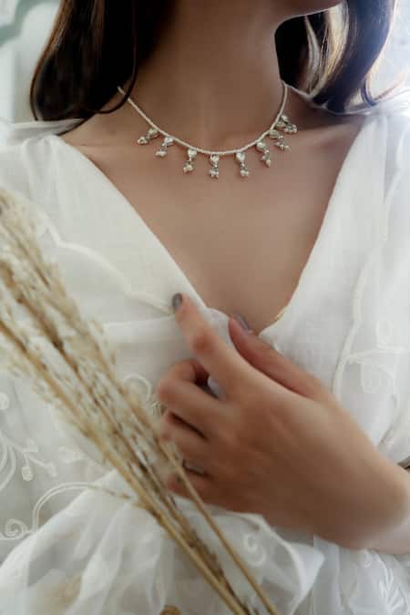 Do Taara_Silver Plated Kundan Necklace _Online_at_Aza_Fashions