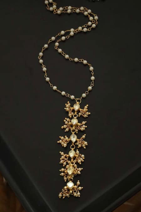 Buy_Do Taara_Gold Plated Kundan Pendant Necklace _Online_at_Aza_Fashions