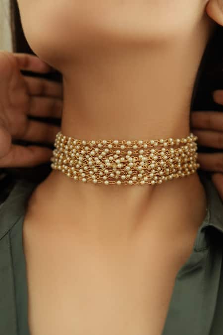 Do Taara Gold Plated Layered Choker Necklace 