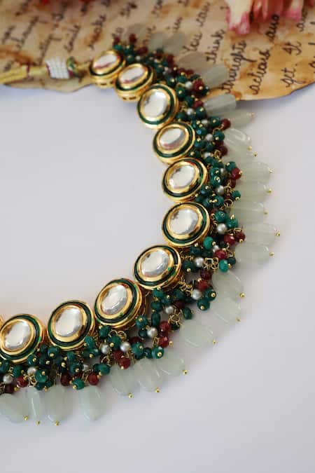 Buy Paisley Pop Gold Plated Kundan Stone Drop Choker Online at Aza Fashions Buy_Paisley Pop_Gold Plated Kundan Stone Drop Choker _Online_at_Aza_Fashions