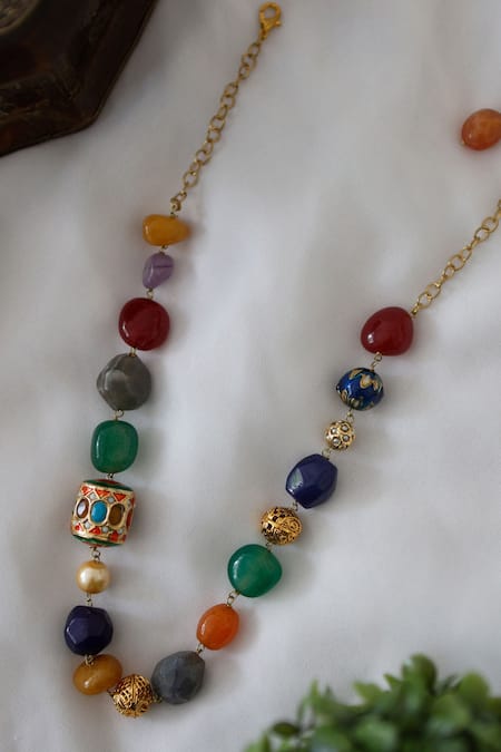 Do Taara Navrattan Stone Necklace 