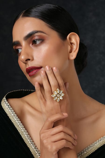 Paisley Pop Floral Kundan Ring 