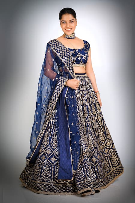 Gopi Vaid Cotton Silk Embroidered Lehenga Set 
