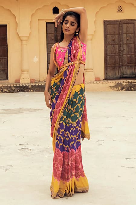 Buy Swati Vijaivargie Pink Silk Round Blouse Online at Aza Fashions Buy_Swati Vijaivargie_Pink Silk Round Blouse _Online_at_Aza_Fashions