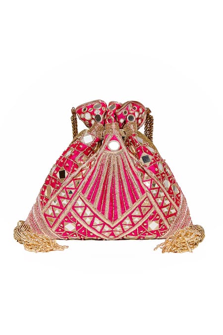 The Pink Potli Aztec Allure Embroidered Potli 