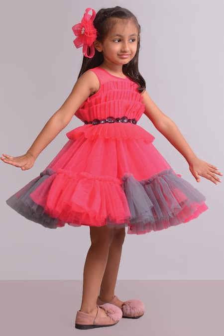 Lil Angels Pink Dupion Embellished Dress 