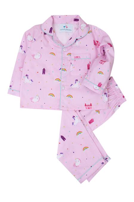 Buy_Knitting Doodles_Pink 100% Cotton Print Abstract Unicorn Night Suit_Online_at_Aza_Fashions