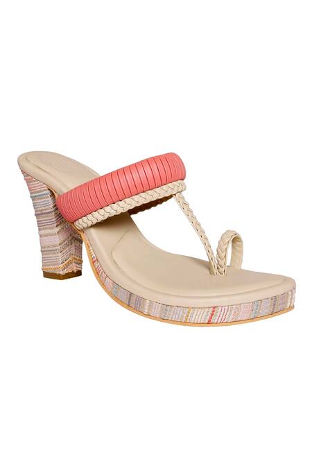 Veruschka By Payal Kothari_Pink Phinni Kolhapuri Block Heels _Online_at_Aza_Fashions