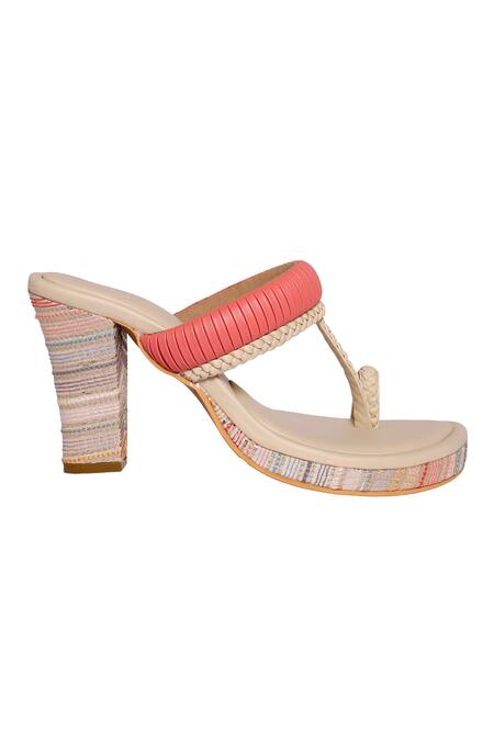 Buy_Veruschka By Payal Kothari_Pink Phinni Kolhapuri Block Heels _Online_at_Aza_Fashions