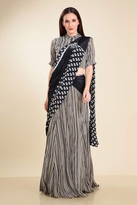 Buy Grey Georgette Print And Embellishment Paisley Lehenga Saree With Blouse  For Women by Soniya G Online at Aza Fashions.