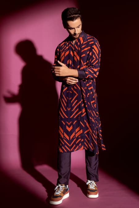 Nirmooha Purple Crepe Printed Kurta Set 