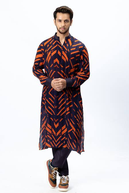 Buy_Nirmooha_Purple Crepe Printed Kurta Set _Online_at_Aza_Fashions