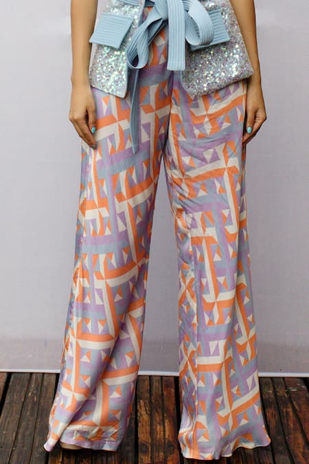 Nirmooha_Multi Color Modal Satin Sweetheart Neck Printed Jumpsuit _at_Aza_Fashions