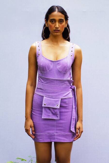 Nirmooha Purple Rhinestones Denim Waist Belt Online at Aza Fashions Nirmooha_Purple Rhinestones Denim Waist Belt _Online_at_Aza_Fashions