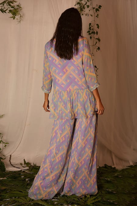 Nirmooha Georgette Printed Kurta & Palazzo Set 