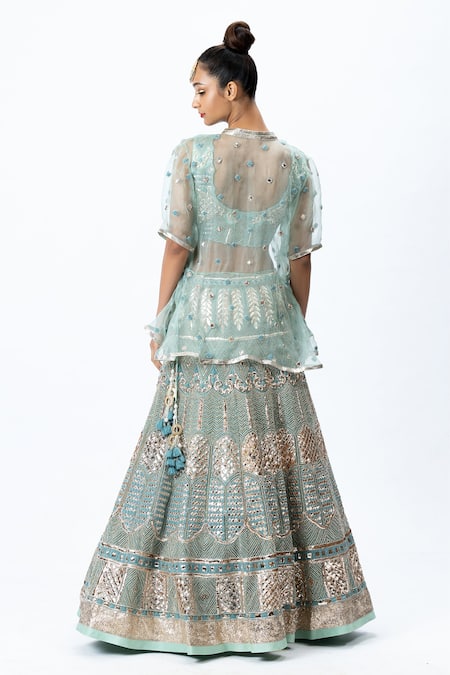 Nirmooha Organza Hand Embroidered Lehenga Set 