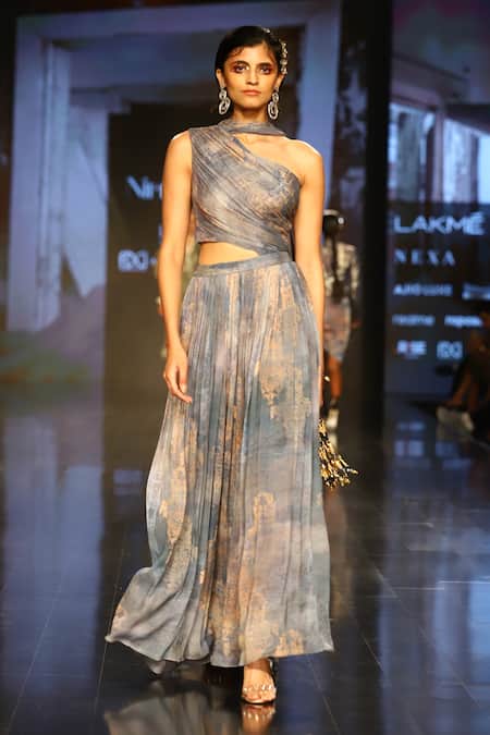 Nirmooha Printed Chiffon Gown 