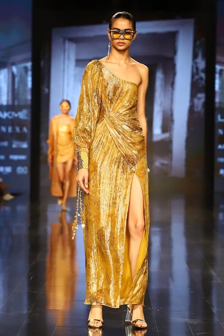 Nirmooha One Shoulder Slit Gown 