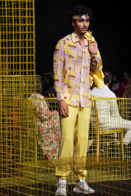 Nirmooha Multi Color Chiffon Geometric Print Shirt Online at Aza Fashions Nirmooha_Multi Color Chiffon Geometric Print Shirt _Online_at_Aza_Fashions