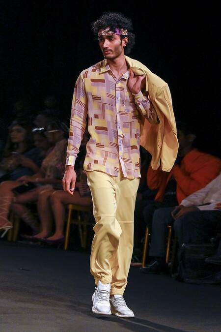 Buy Nirmooha Multi Color Chiffon Geometric Print Shirt Online at Aza Fashions Buy_Nirmooha_Multi Color Chiffon Geometric Print Shirt _Online_at_Aza_Fashions