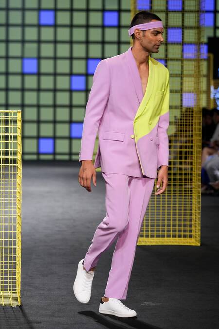 Nirmooha_Purple Micro Plain Straight Pant _Online_at_Aza_Fashions