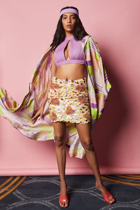 Nirmooha Geometric Print Cape 