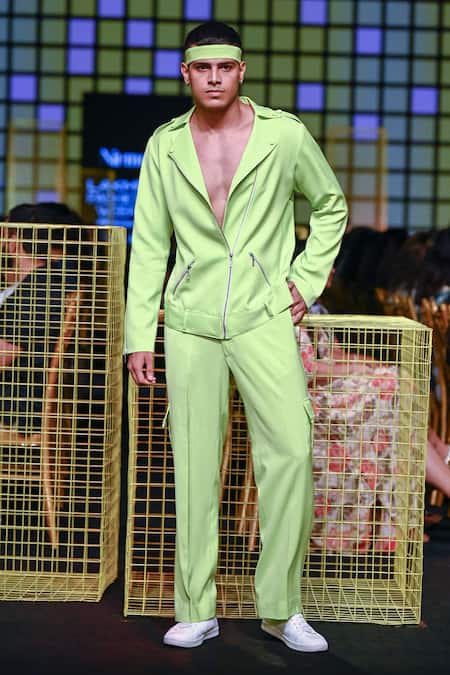 Buy_Nirmooha_Green Micro Baggy Pant _Online_at_Aza_Fashions